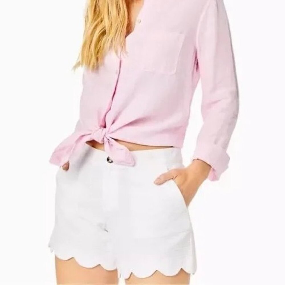 Lilly Pulitzer White Buttercup 5 " Inseam Short Size 6 Resort Scalloped Hem